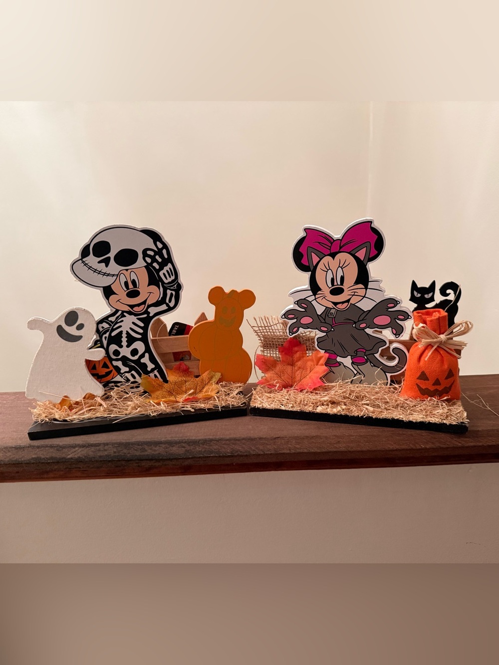 Disney Skeleton Mickey & Werewolf Minnie Table Decor Halloween